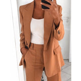 Kukombo 2023 Summer Autumn Solid Blazer Coat Notched Long Sleeve Cardigan Button Casual Jacket Suits Office Lady Black Blazers