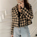 Kukombo Autumn Winter Women's Blazers Jackets Checkered Korean Lady Wild Plaid Bling Bling Short Tops JK1292