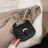 Kukombo Women's Bag Solid Color Flap Saddle Bag Pu Leather Trendy Wide Strap Designer Handbag Luxury Small Shoulder Crossbody Bags Women