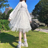 Kukombo Hstar White Lolita Girl Dress Alice In Wondeland Cute Japanese Sailor Collar Lace Bow Party Dress Harajuku Fairy Vestidos