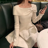 Graduation Gift Big Sale Party One Piece Dress Korean 2023 Autumn Long Sleeve Slim Sweater Dress Women Casual Elegant Office Knitted Dress Female Winter