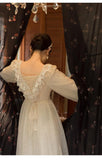 Kukombo Organza Lace Ruffled Shoulder Victorian Long Literary Retro Fairy Dress Robe