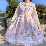 Kukombo Kawaii Lolita Dress Women Girls JSK Lolita Kawaii Cute Cats Tea Party Dresses Ruffles Cosplay Spring Summer Slip Dress