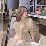 Kukombo Hstar Vintage Summer Elegant Women French Retro Lace V-Neck Princess Fairy Dress Puff Sleeve Party Dress 2022 Traf Платье Robe