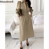 Kukombo Stylish Turn-down Collar Women Shirt Dress 2022 Elegant Single-breasted Belted Slim Waist Female Dress Summer Vestidos