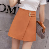 Kukombo Skirts Women Solid Button Simple Summer Chiffon Lightweight Office Lady Mini Skirt All-Match Slim Korean Style Fashion Irregular