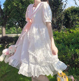 Kukombo Hstar White Lolita Girl Dress Alice In Wondeland Cute Japanese Sailor Collar Lace Bow Party Dress Harajuku Fairy Vestidos