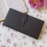 Kukombo  Genuine Leather Women Wallets Luxury Long Hasp Lychee Pattern Coin Purses Female Brand Solid Colors New Thin Clutch Phone Bag