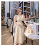 Kukombo Hstar Vintage Summer Elegant Women French Retro Lace V-Neck Princess Fairy Dress Puff Sleeve Party Dress 2022 Traf Платье Robe