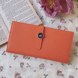 Kukombo  Genuine Leather Women Wallets Luxury Long Hasp Lychee Pattern Coin Purses Female Brand Solid Colors New Thin Clutch Phone Bag