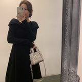 Graduation Gift Big Sale Party One Piece Dress Korean 2023 Autumn Long Sleeve Slim Sweater Dress Women Casual Elegant Office Knitted Dress Female Winter