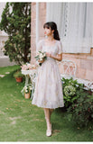 Kukombo Sweet Floral Fairy Dress Women Summer 2022 New French Retro Square Collar Chic Flare Sleeve Lace Hollow Elegant Gentle Vestido