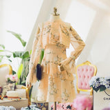 Kukombo Bella Philosophy 2022 Autumn Elegant Women Ruffles Yellow Dress Fashion Ladies Chiffon Dresses Party Girls Chic Floral Dress