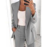 Kukombo 2023 Summer Autumn Solid Blazer Coat Notched Long Sleeve Cardigan Button Casual Jacket Suits Office Lady Black Blazers