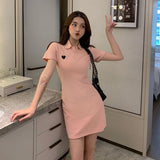 Kukombo Dresses Women 3 Colors Slim Simple Female Summer Tunic Temperament Stylish Embroidery Basic Solid New Arrival Mini Vestidos Kpop