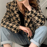 Kukombo Autumn Winter Women's Blazers Jackets Checkered Korean Lady Wild Plaid Bling Bling Short Tops JK1292