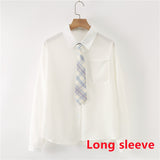 Kukombo Women Summer Blouses Shirt Short Sleeve Solid White Tops With Tie Bow Japanese Korean JK Style Female Shirts Lapel Blusas #38