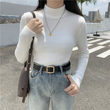 Kukombo Christmas Gift New Summer T Shirt Women Elasticity Oversized T-Shirt Woman Clothes Female Tops Long sleeve Women's tube top knit Canale