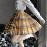 Kukombo New Black Gothic Pleated Skirts Women Japanese School Uniform High Waist Sexy Cute Mini Plaid Skirt JK Uniform Students Clothes