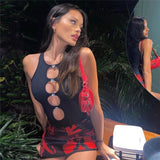 Kukombo Fashion Cut Out Keyhole Button Bodysuit Rompers Women Jumpsuit Sexy Fitness Skinny One Piece Sleeveless Body Suit Female