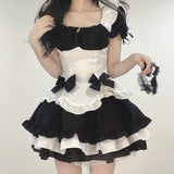 Kukombo  Summer Gothic Lolita Dress Anime Maid Cosplay Costume Girls Sexy Harajuku Style Kawaii Elegant Short Puff Sleeve Women'S Outfits