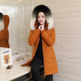 Kukombo Winter Jacket Women Parka Fur Collar Casual Hooded Slim Long Coat Fashion Female Jacket Cotton Padded Warm Outwear 8 Color