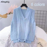 Christmas Gift Sweater Vests Women V-neck Feminine Spring-autumn Casual All-match Pure Color Large Size 3XL Sleeveless Minimalist Knitted Basic