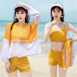 Kukombo 3 Piece Bathing Suit Blue Yellow High Wasit Bikini Women's Swimwear 2022 Patchwork Bodysuit Soprt Push Up Swim Suit Cover Up