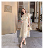 Kukombo Hstar Vintage Summer Elegant Women French Retro Lace V-Neck Princess Fairy Dress Puff Sleeve Party Dress 2022 Traf Платье Robe