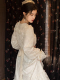 Kukombo Vintage Girl Dress Women 2022 Spring New Romantic Lace Embroidery Vestido Ruffled Flared Sleeves Sweet Kawaii Princess Dress