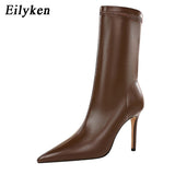 Christmas Gift Eilyken 2021 Spring High Quality Soft PU Leather Boots Women Pointed Toe Pumps Heels Fashion Ladies Party Shoes Size 34-40