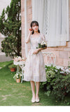 Kukombo Sweet Floral Fairy Dress Women Summer 2022 New French Retro Square Collar Chic Flare Sleeve Lace Hollow Elegant Gentle Vestido