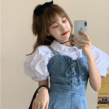 Kukombo  Korean and Japanese jumpsuits women New Short Denim Jumpsuit Romper Women Spring Summer Overalls Casual Jeans Short Playsuits