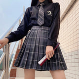 Kukombo New Black Gothic Pleated Skirts Women Japanese School Uniform High Waist Sexy Cute Mini Plaid Skirt JK Uniform Students Clothes