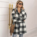 Christmas Gift Autumn Long Faux Fur Coat Women Plaid Jacket Winter Coat Women Long Sleeve Fluffy Teddy Jacket Ladies Warm Plush Jacket Female