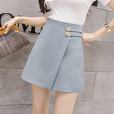 Kukombo Skirts Women Solid Button Simple Summer Chiffon Lightweight Office Lady Mini Skirt All-Match Slim Korean Style Fashion Irregular