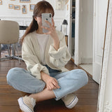 Kukombo Cardigans New 2022 Autumn Winter Women's Sweaters Plus Size V-Neck Buttons Oversize Fashionable Korean Lady Knitwears