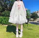 Kukombo Hstar White Lolita Girl Dress Alice In Wondeland Cute Japanese Sailor Collar Lace Bow Party Dress Harajuku Fairy Vestidos