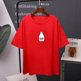 Christmas Gift Hirsionsan 7 color Printed T Shirt Women 2021 New Harajuku Korean Oversized 100% Cotton Summer Tees Ins Soft Female Tops