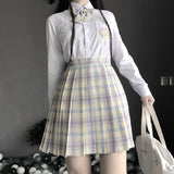 Kukombo New Black Gothic Pleated Skirts Women Japanese School Uniform High Waist Sexy Cute Mini Plaid Skirt JK Uniform Students Clothes