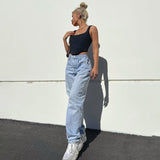 Hip Butterfly Print Harajuku Fashion y2k Jeans Women Streetwear Casual Baggy Straight High Waist Mom Denim Oversize 90s