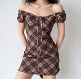 Kukombo Favourite Sweets Plaid Dress