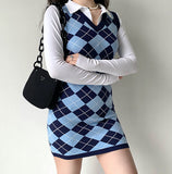 Kukombo College Diamond Vest Knit Dress