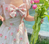 Kukombo Pink Tulip Bow Romper ~ HANDMADE