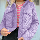 Kukombo Puffer Jacket Y2k Street Fashion Big Pockets Zip Up Quilted Jackets For Women 2022 Winter Coat White Purple P69-GH39