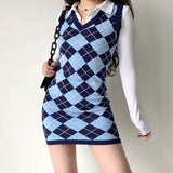 Kukombo College Diamond Vest Knit Dress