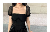 Kukombo  French Vintage Mini Dress Women Lace High Waist Elegant Short Party Dress Evening Chic Casual One Piece Dress Korean 2022 Summer