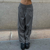 Kukombo Baggy Cargo Pants Y2k Streetwear Fashion Grey Wide Leg Pants Women Bottoms Autumn 2022 Casual Trousers P84-DG32