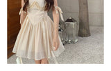 Kukombo  French Vintage Mini Dress Women Lace High Waist Elegant Short Party Dress Evening Chic Casual One Piece Dress Korean 2022 Summer