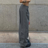 Kukombo Baggy Cargo Pants Y2k Streetwear Fashion Grey Wide Leg Pants Women Bottoms Autumn 2022 Casual Trousers P84-DG32